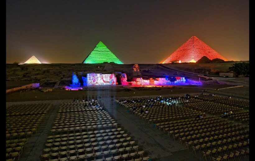 From Cairo: Giza Pyramids Sound and Light Show with Lunch
